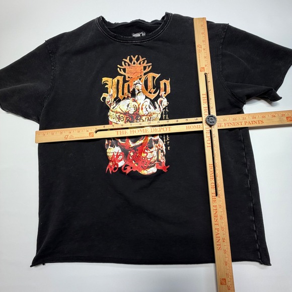 Black Skull Crown Graphic T-Shirt Distressed Gothic Medium? Streetwear Tee - Picture 4 of 6